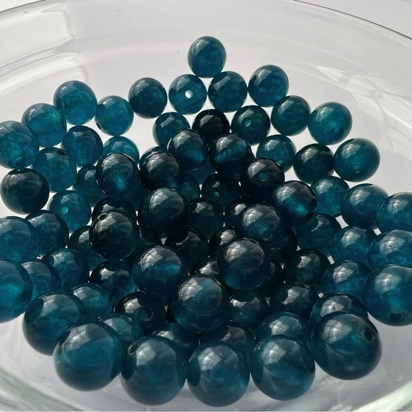 MALAYSIA Blue Jade Beaded Stretch Bracelet 6.25” - Picture 8 of 14